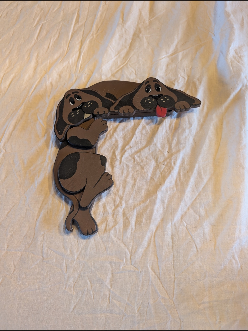 2/30$ Vintage Brown and Black Playful Puppy Wall Door Corner Decor